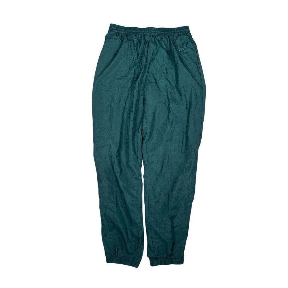 vintage 80s 90s reebok teal windbreaker track pants zipper ankles nylon men’s XL